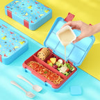 Bento Lunch Box for Kids, 4 Compartments Kids Leak Proof Back to School Bento Lunch Boxes Food Containers for School, Travel, On-the-Go Meal, Food Grade, Microwave, Dishwasher Safe