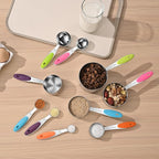 Measuring Cups and Spoons Set 304 Stainless Steel Measuring Spoons Liquid Measuring Cups, Metric and US Measurements, Stackable Cups and Spoons, Fits for Measuring Dry and Liquid Ingredients