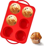 Puyeipt Jumbo Muffin Pan with Metal Frame, 6 Cup Large Cupcake Mold with Handles, Silicone Egg Bite Baking Tray, BPA Free & Non-Stick