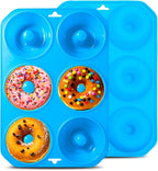 Silicone Donut Pans, Mini Silicone Baking Molds Donut Pans for Baking Tasty Donuts, Bagels, Cakecups and More (2-Blue)
