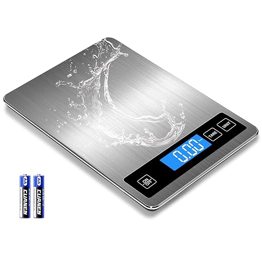 Food Kitchen Scale, Digital Food Scale 22lb/10kg Digital Kitchen Scale Precisely Measures Grams and Ounces for Meal Prep Baking and Cooking, Coffee, 304 Stainless Steel Kitchen Scale LCD Display