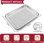 P&P CHEF 9 x 7 x 1 Inch Mini Toaster Oven Pan, Stainless Steel Small Baking Pan Oven Tray for Cooking & Roasting, Corrugated Bottom, Healthy & Sturdy, Dishwasher Safe - 2Pcs
