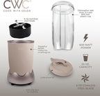 COOK WITH COLOR Personal Power Blender 600W, 24oz Capacity, BPA-Free Jar, Ice-Crushing Blades, Ideal for Smoothies & More, Anti-Slip Feet, Easy to Clean, Goat/Mink