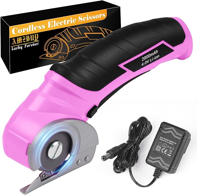 Cardboard Cutter Electric Box Cutter - Rechargeable 4v Cordless Electric Scissors with Safety Lock Heavy Duty Rotary Carpet Cutter Tools Gift for Men Women Adults Crafters Tailors Household Crafting