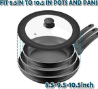 Universal Lid for Pots Pans and Skillets, 8.5&9.5&10.5 inch, Diameter Cookware, Silicone Replacement Pan Lid Pot Lids for Frying Pans, Cast Iron,Tempered Glass Lid