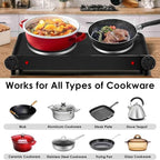 1800W Dual Infrared Burner Electric Hot Plate, High Power for Fast Cooking, 7 Inch Ceramic Glass Portable Electric Stove with Adjustable Temperature Control, Upgraded Version