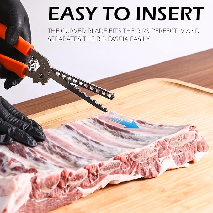 Rib Membrane Removal Tool,Stainless Steel Rib Prep Tool Membrane Remover,BBQ Membrane Remover for Ribs with Arc Clamp & Non-Slip Grip for Easy Rib Skinner,Kitchen Gadgets for Barbecue Enthusiasts