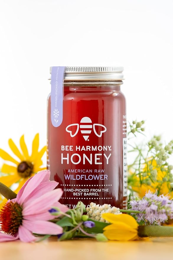 Bee Harmony Honey 5 Pack Variety Pack, 60 Ounce (Clover, Wildflower, Orange Blossom, Berry and Blueberry)
