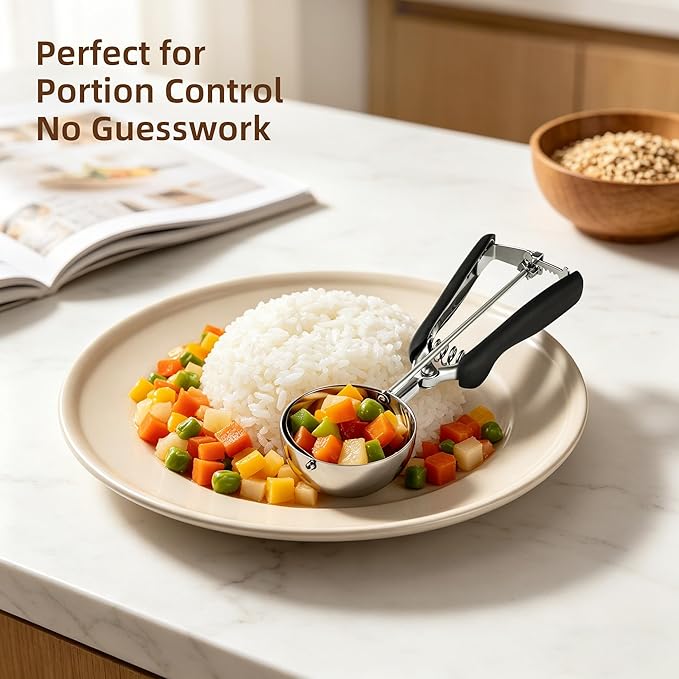 Extra Large Ice Cream Scoop 70MM, Trigger Release Stainless Steel Cookie Scoop, Portion Scoop 3.7 oz/105ml, Commercial Food Disher, for Portion Control, Cookie Dough, Cupcake Batter (7 Tablespoon)