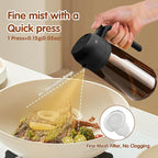 YARRAMATE 16oz/470ml Light Blocking Oil Sprayer for Cooking with Stickers, Food-Grade 2 in 1 Olive Oil Dispenser Bottle for Kitchen, Premium Dark Amber Glass Oil Bottle for Air Fryer, BBQ (Black)
