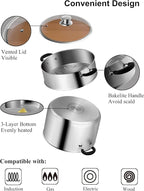 VENTION 9.4 Inch Small Vegetable Steamer Pot, 4.5 QT Induction Stainless Steel Steamer for Cooking, Steam Pot(24cm)