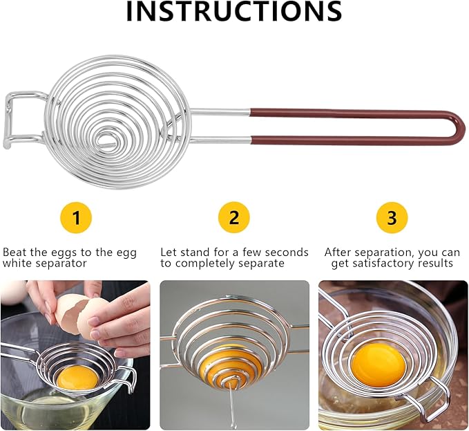 NileHome Egg Separator Egg Yolk White Separator Stainless Steel Egg White Yolk Sifting Filter Egg Divider Kitchen Tool for Baking Cake, Kitchen Gadget Cooking/Baker Tool, 2 Pack