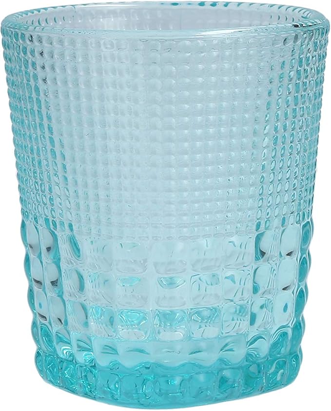 Fortessa Malcolm Double Old Fashioned Cocktail Glass 6 Pack, 11.5-Ounce, Pool Blue