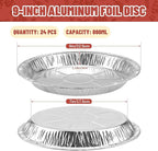 24 Pack 9 Inch Round Disposable Aluminum Foil Pie & Tart Pans - Heavy-Duty Baking Tins for Cooking, Storage, Reheating & Takeout