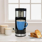 Kenmore Single Serve Coffee Maker – 6–12 Oz Brew Sizes, Compatible with Keurig K‑Cup Pods & Ground Coffee, One Cup Brewer, Travel Mug Friendly, Auto Shut‑Off, Hot & Iced Machine à café, Black