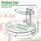 4 Locking Knob DFP-14NWBCT1 Food Processor Replacement Bowl Lid, Compatible with Cuisinart Food Processor DLC-005AGTXT1 Bowl, Suitable for Model DFP-14 (4.45 * 7.6in)