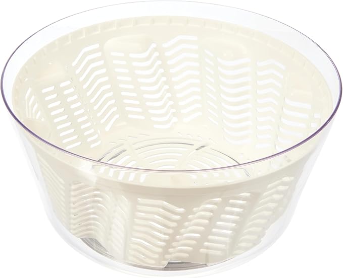 Zyliss Easy Spin 2 Salad Spinner, Large 6L Capacity, White, Unique AquaVent™ Technology, Retractable Cord and Brake System, Non-Slip Base, Easy Cleaning, Plastic