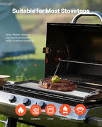 VEVOR Carbon Steel Griddle, 32x14 inch Universal Flat Top Rectangular Plate, Gas Grill Griddle for BBQ Grill, Teppanyaki, Portable Family Cookware with Handle, for Camping Tailgating Party