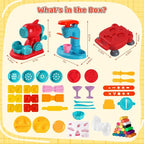 3-in-1 Color Dough Kitchen Creations Set for Kids Aged 3-8, 24 Colors Dough Playset with Ice Cream/Noodle/Hamburger Makers, Food Modeling Art Crafts Pretend Play Toys for Boys Girls