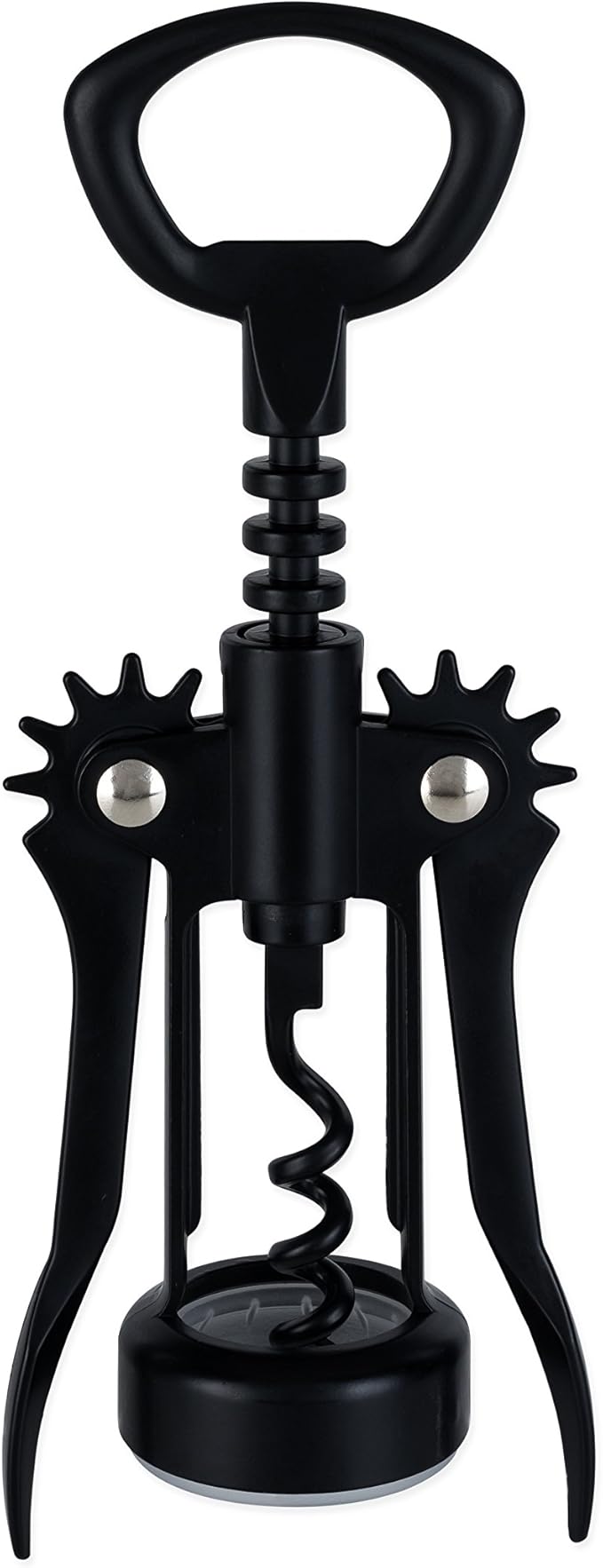 True Soar Winged Corkscrew Wine Opener, Multi-Purpose Bottle Opener for Beer and Soda, Stainless Steel with Chrome Finish, Easy to Remove Cork for Bartenders, Home Bar, Kitchen, Set of 1, Matte Black