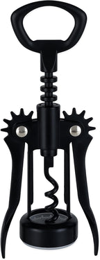 True Soar Winged Corkscrew Wine Opener, Multi-Purpose Bottle Opener for Beer and Soda, Stainless Steel with Chrome Finish, Easy to Remove Cork for Bartenders, Home Bar, Kitchen, Set of 1, Matte Black