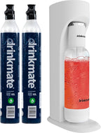 Drinkmate OmniFizz Sparkling Water Maker & Soda Streaming Machine | Carbonates Any Drink | VALUE KIT | Includes Two 60L CO2 Cartridges + One BPA-Free Bottle (Classic White)