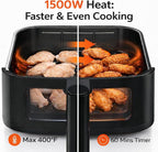 Simple Deluxe 8-in-1 Air Fryer 4 Qt, Digital Preset Airfryer with Visible Window, Nonstick and Dishwasher-Safe Basket for Chips, Bake, Wings, 60-Min Timer, 1500W, Gray