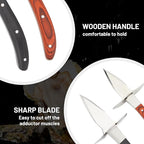 Oyster Shucking Knife Set of 2 with Cut Resistant Glove, Stainless Steel Oyster Opener Tool, Wood Handle Shellfish Shucker for Oysters Clams Scallops Mussels Seafood Tools