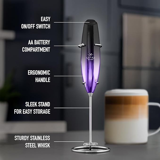 Zulay Kitchen Executive Series Luxury Gift Milk Frother – Handheld Electric Foam Maker for Coffee, Lattes & Hot Chocolate – Deluxe Finish, Great Gift for Coffee Lovers