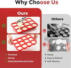 Samuelworld Silicone Muffin Pan for Baking: 24 Cup Muffin Pan with Metal Reinforced Frame, Regular Size Cupcake Egg Bites Molds for Baking, BPA Free Silicone Muffin Tray, 2 Pack, Red (With Scooper)