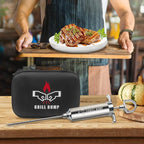 Grill Bump Meat Injector Syringe Kit with 3 Professional Marinade Injector Needles and Travel Case for BBQ Grill Smoker, Turkey and Brisket; 2-oz Large Capacity, Both Paper User Manual and E-Book