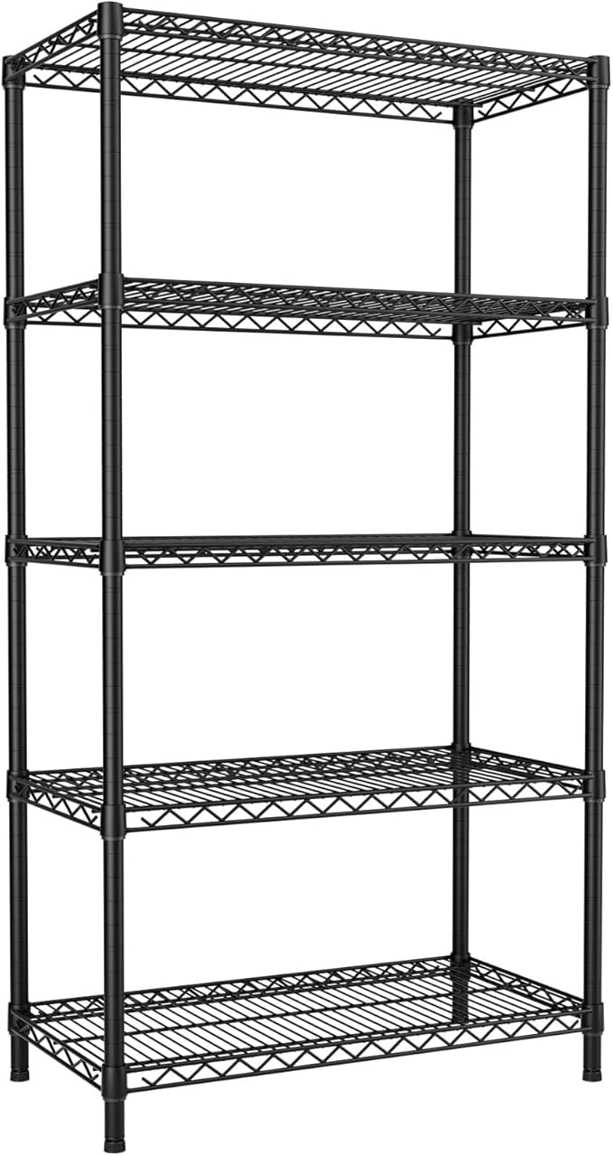 SINGAYE 5 Garage Heavy Duty Shelving Unit Kitchen Pantry Close Home Organizers and Storage Bathroom Shelf Laundry Room Organization Industrial Book Metal Wire Adjustable Shelves
