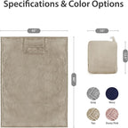 DEZ FURNISHINGS 4-in-1 Travel Compact Blanket Pillow Super Soft Velvet with Luggage Sleeve and Backpack Clip, Tan, 60" W x 45" H