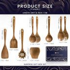 Wooden Spoons for Cooking, Nonstick Cooking Utensil Set with 8 Piece Acacia Wooden Spatulas and Spoons, as well as a Extra Whole Wood Spoon Rest, Terrific for Everyday Kitchen Tasks
