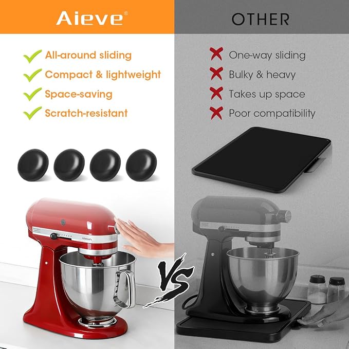 Aieve Black Appliance Slider, 16 Pcs Self Adhesive Appliances Sliders Countertop Caster Wheels, Kitchen Essentials Organization Home Must Have Gadgets