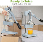 Zulay Kitchen Cast Iron Juicer - Easy-to-Clean Heavy-Duty Manual Juicer, Professional Citrus Juicer - Stainless Steel Lemon Squeezer - Manual Citrus Press & Orange Squeezer - Orange Juicer