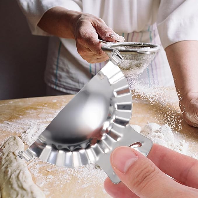Dumpling Maker Set Stainless Steel Dumpling Making Mold Cutter with Filling Spoon and Scraper 5pcs Kitchen Gadget Set for Home Cooking