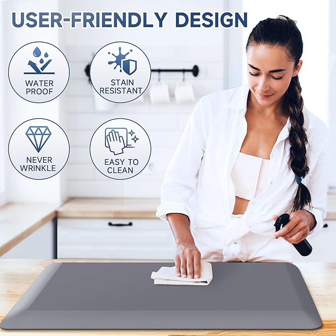 4/5 Inch Thick Kitchen Mats for Floor, StepRite Kitchen Rug for Standing Desk, Non-Slip, Thicker, Stain & Water Resistant, Comfort Anti Fatigue Floor Mat for Home, Kitchen, Office - Grey,32 * 20''