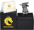 Dragon Head 2-In-1 Wine Bottle Pourer and Stopper, Gifts for Men Women Dragon Fans, Liquor Bottle Pourers Spout for Alcohol Spirits, Wine Accessories, Dark Silver