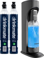 Drinkmate OmniFizz Sparkling Water Maker & Soda Streaming Machine | Carbonates Any Drink | VALUE KIT | Includes Two 60L CO2 Cartridges + One BPA-Free Bottle (Matte Black)