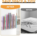 Straw Holder for Cabinet Door, Reusable Tumbler Straw Organizer Storage Container Mount for Kitchen Counter Cupboard Door (Transparent, 9.5inch)