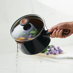 Farberware Glide Nonstick Sauce Pan/Saucepan with Straining and Lid, 3 Quart, (Black)