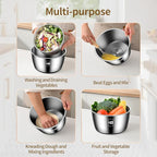 5.3 Qt Stainless Steel Salad Spinner, BOMANSI BOMS Large Salad Spinners Vegetable Spinner, Lettuce Spinner, Fruit Washer, Dishwasher Safe, 304 Stainless Steel Bowl & Basket, Beige