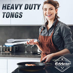 Eddeas All Metal Tongs For Cooking - Heat Resistant 600 Degrees Stainless Steel Kitchen Tongs, Set of 2-9" & 12 inch, Locking Tongs, For Food,Salad, BBQ, Grilling, Dishwasher safe