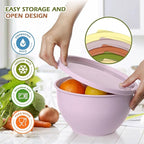 Greentainer Plastic Mixing Bowls with Lids Set for Kitchen, 5 Set Nesting Bowls for Mixing, Baking, Prepping, Cooking and Serving Food, Mixing Bowls Dishwasher, Microwave Safe