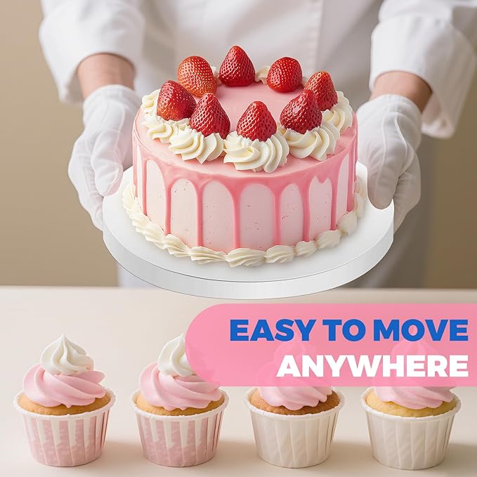 8 Inch Cake Board Drums Round, 6-Pack, White, Sturdy 1/2" Thick Heavy Or Multi-Tiered Cakes for Bithday Wedding Party. (8inch(6pack))