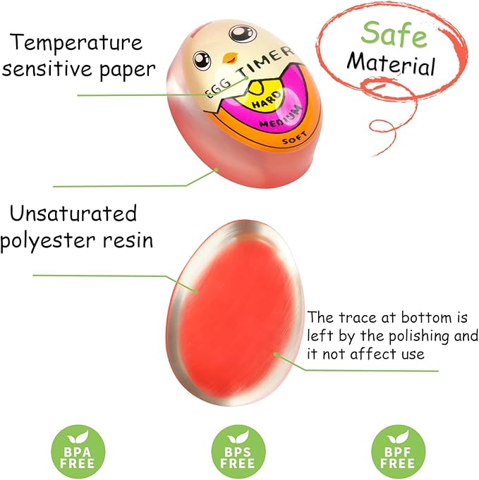Lasubst Egg Timer for Boiling Eggs that Changes Color When Done, Orange, Pack of 2