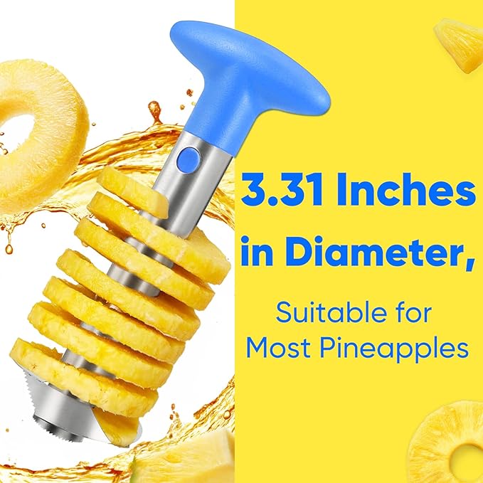 Pineapple Corer, [Upgraded, Reinforced, Thicker Blade] Newness Premium Pineapple Corer Remover, Stainless Steel Pineapple Core Tool for Home & Kitchen with Sharp Blade for Diced Fruit Ring (Blue)