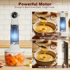 Cordless Immersion Blender Hand Blenders Set,Variable Speed 4 in 1 Stick Emulsifier with Chopper and Whisk for Soup, Baby Food and Smoothies,White