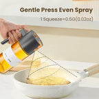LUKUMIQI 2 in 1 Oil Sprayer for Cooking, 17oz Light-Blocking Glass Spray Bottle with Stickers, Oil Dispenser for Salad, Air Fryer & BBQ